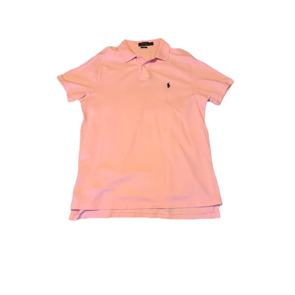RALPH LAUREN Men's XL Pink Polo Shirt 100% Cotton Custom Fit In Excellent Cond.